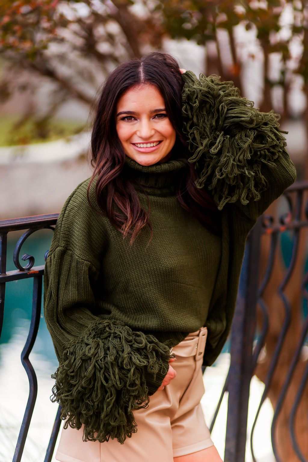 Fringe turtleneck clearance sweater