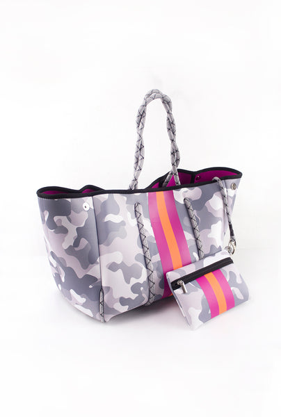 Green Camo And Pink Neoprene Tote Bag - Kendry Collection Boutique