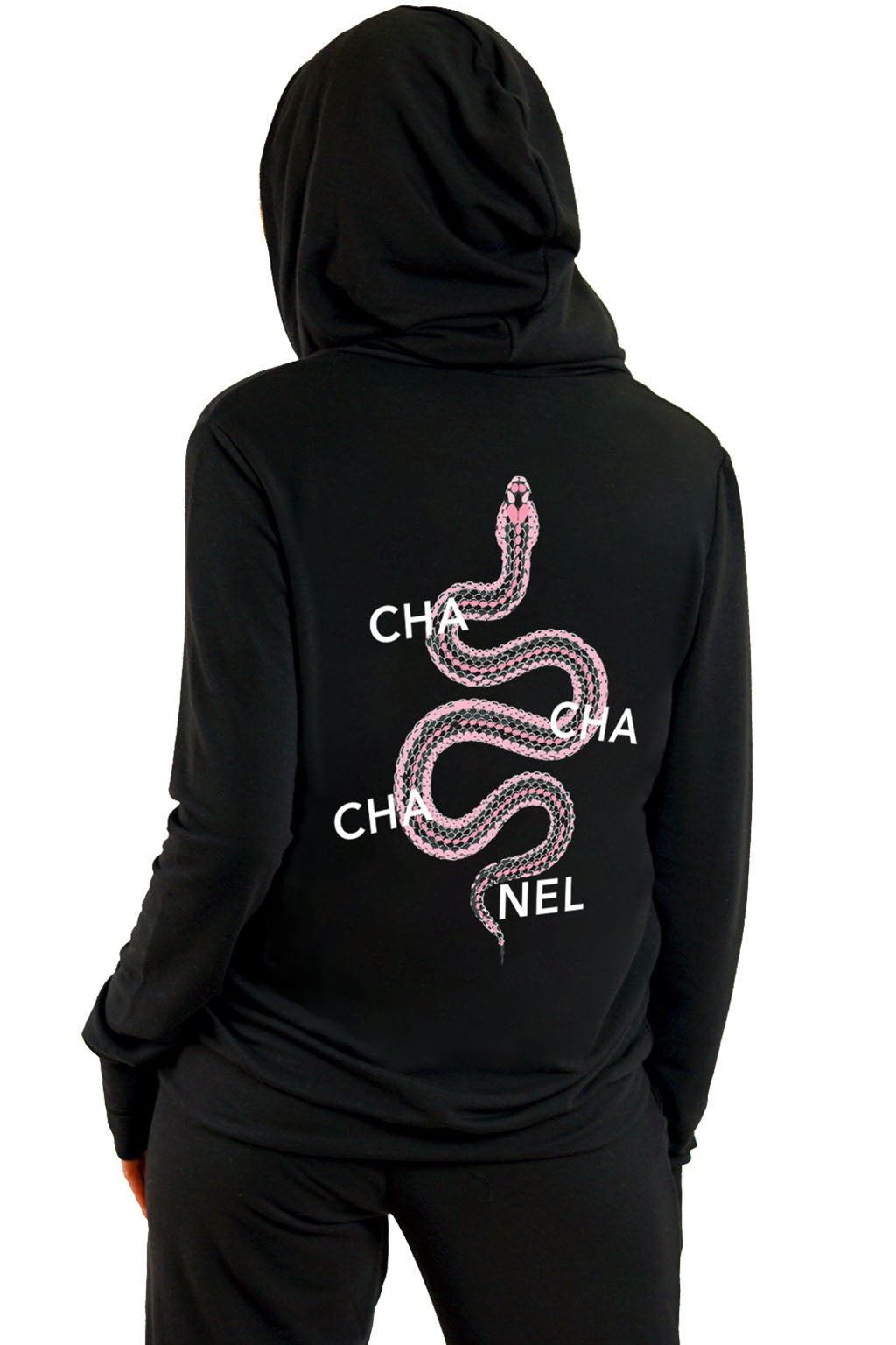 Black Cha Cha Snake Zip Up Hoodie