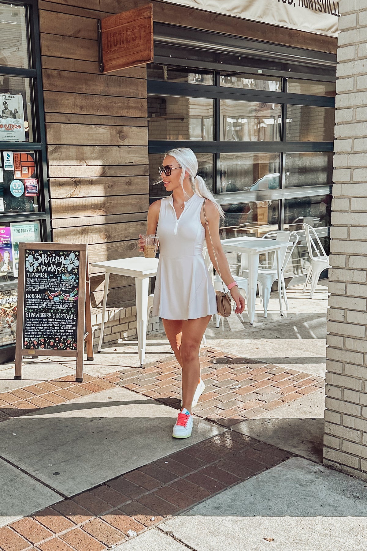 Beige Quarter Zip Tennis Dress