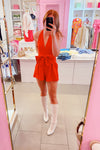 Red Halter Neck Bow Romper