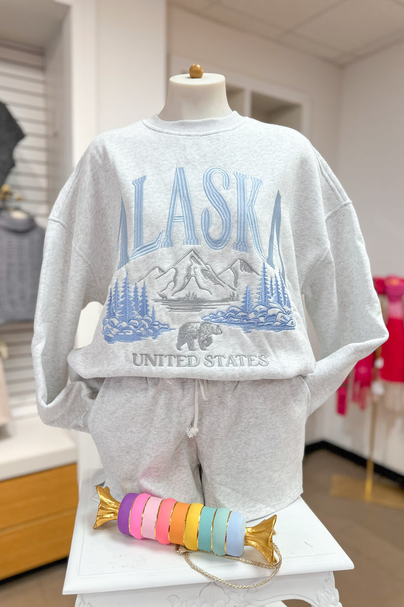 Gray Alaska Embroidered Sweatshirt