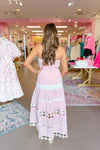 Pink Striped Smocked Top Eyelet Maxi Dress