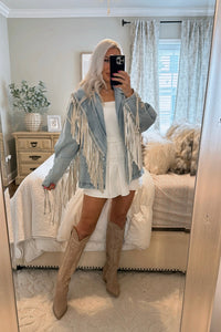 Oversized Fringe Denim Jacket