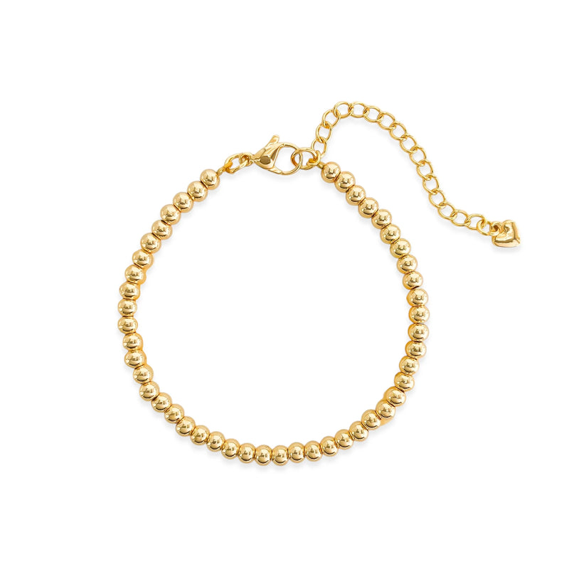 Gold Beaded Chain Bracelet 18k Triple Gold Plated