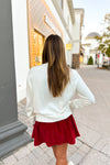 Ivory Sweater With Gold Sequin Bows