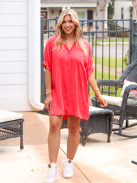 Chambray Button Down T-Shirt Dress