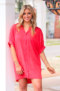 Chambray Button Down T-Shirt Dress