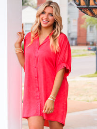 Chambray Button Down T-Shirt Dress