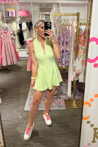 Lime Green Quarter Zip Tennis Dress