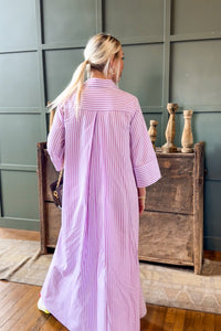 Orchid Striped Maxi Shirt Dress