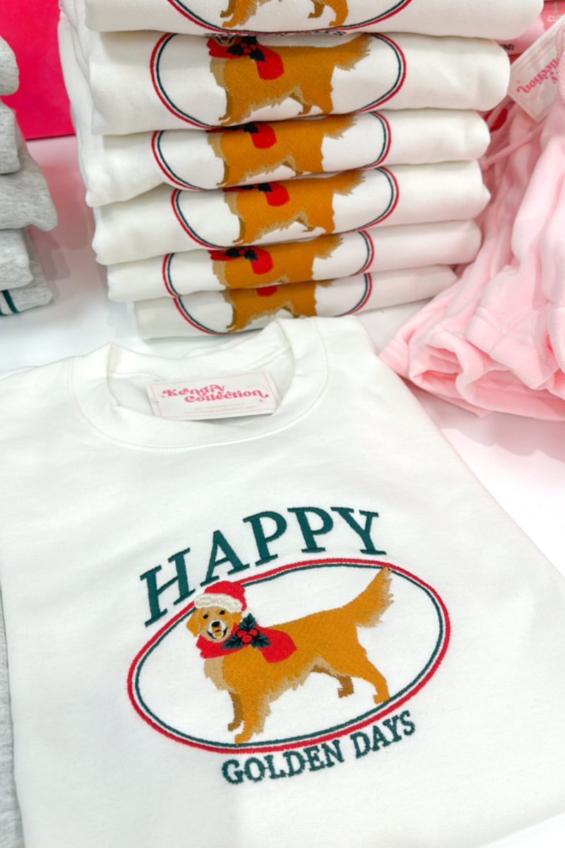 Embroidered Happy Golden Days Crewneck