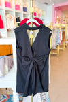 Black Tailored Double Breasted Vest Dress With Bow