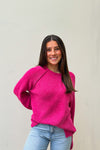 Hot Pink Chenille Raglan Sweater