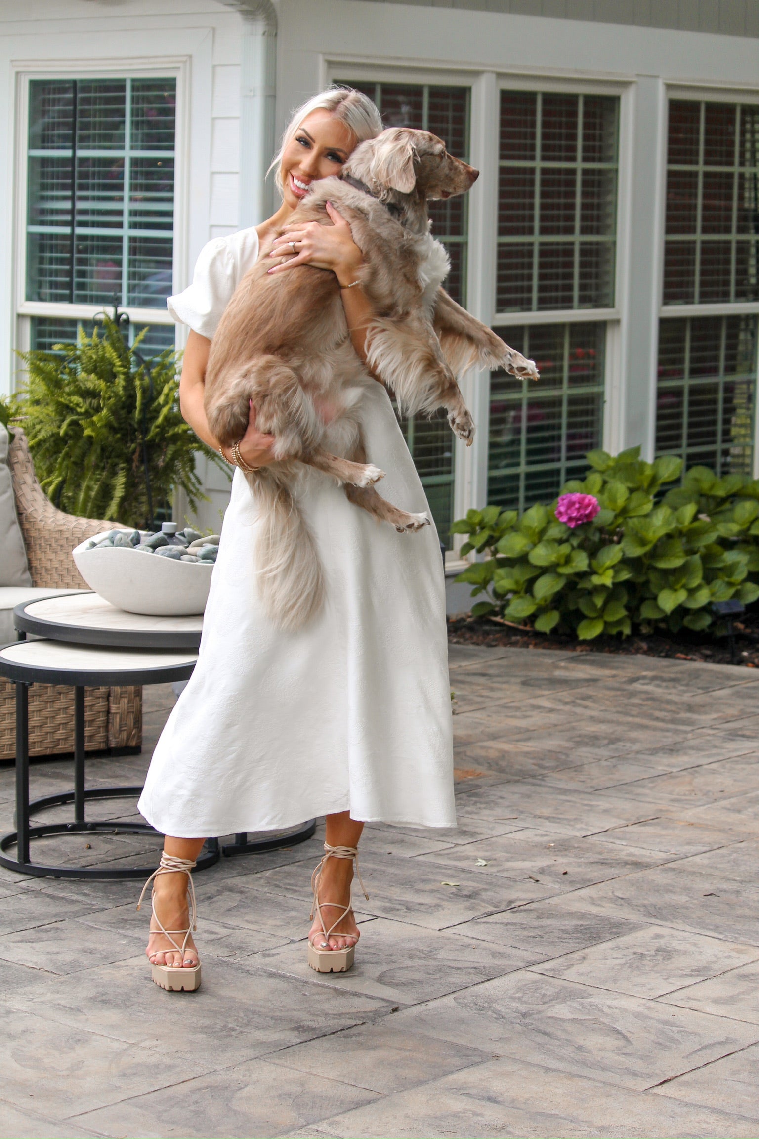 White Floral Cut Out Midi Dress - Kendry Collection Boutique