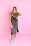 Grey Short Sleeve Midi Dress - Kendry Collection Boutique