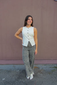 Ivory Button Down Sleeveless Vest