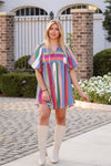 Apple Orchard Multi Stripe Babydoll Short Sleeve Dress