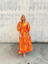 Fall Watercolors Button Up Maxi Dress