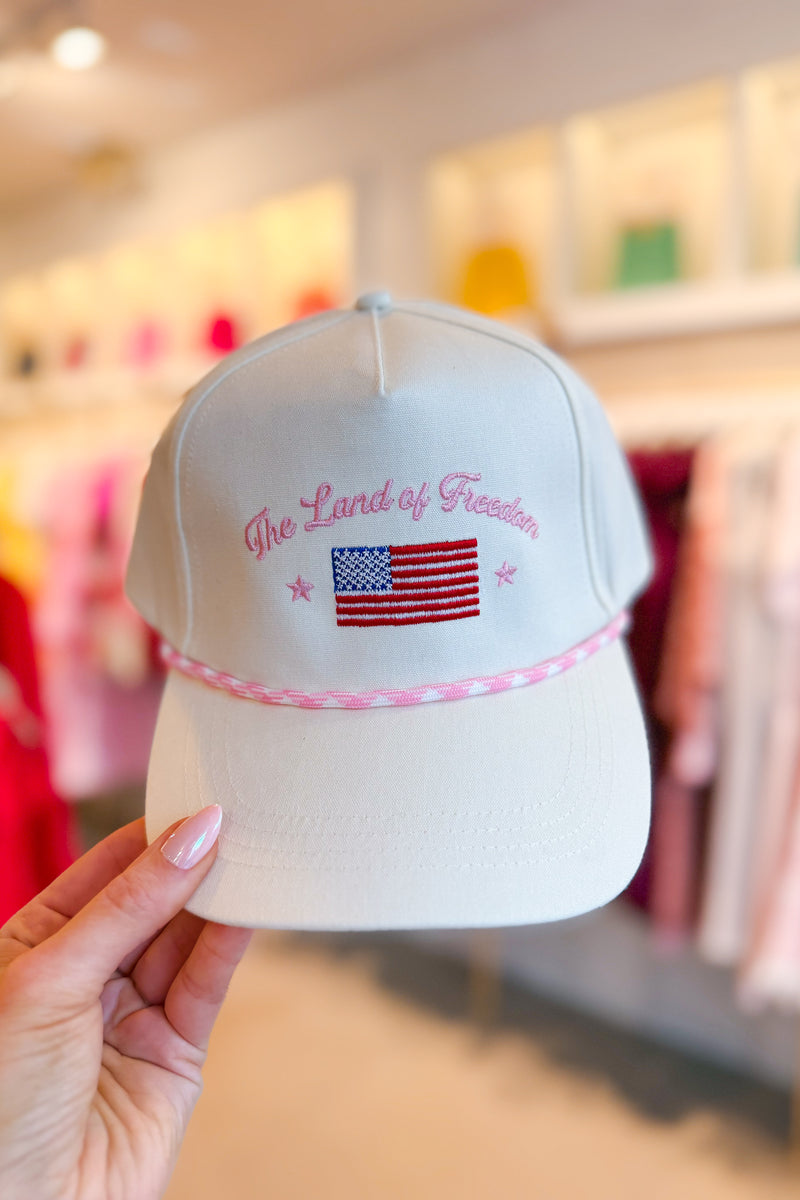 The Land Of Freedom Pink Embroidered Trucker Hat