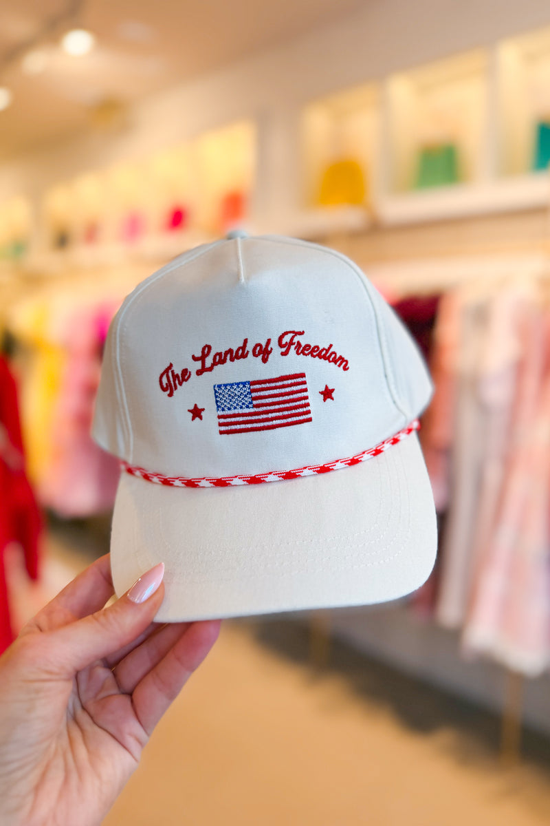 The Land Of Freedom Red Embroidered Trucker Hat