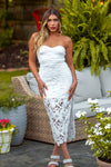 White Sequin Cutout Lace Midi Dress