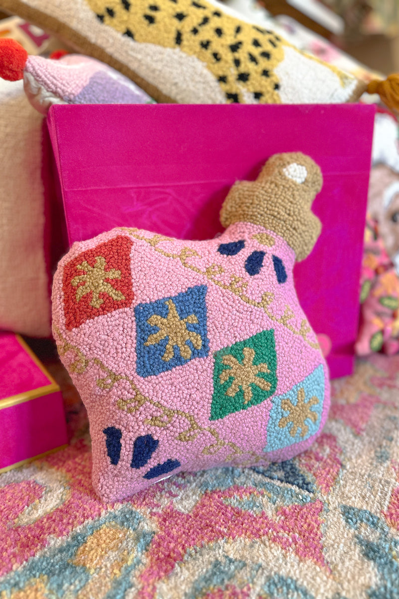 Pink Ornament Shaped Needle Point Pillow