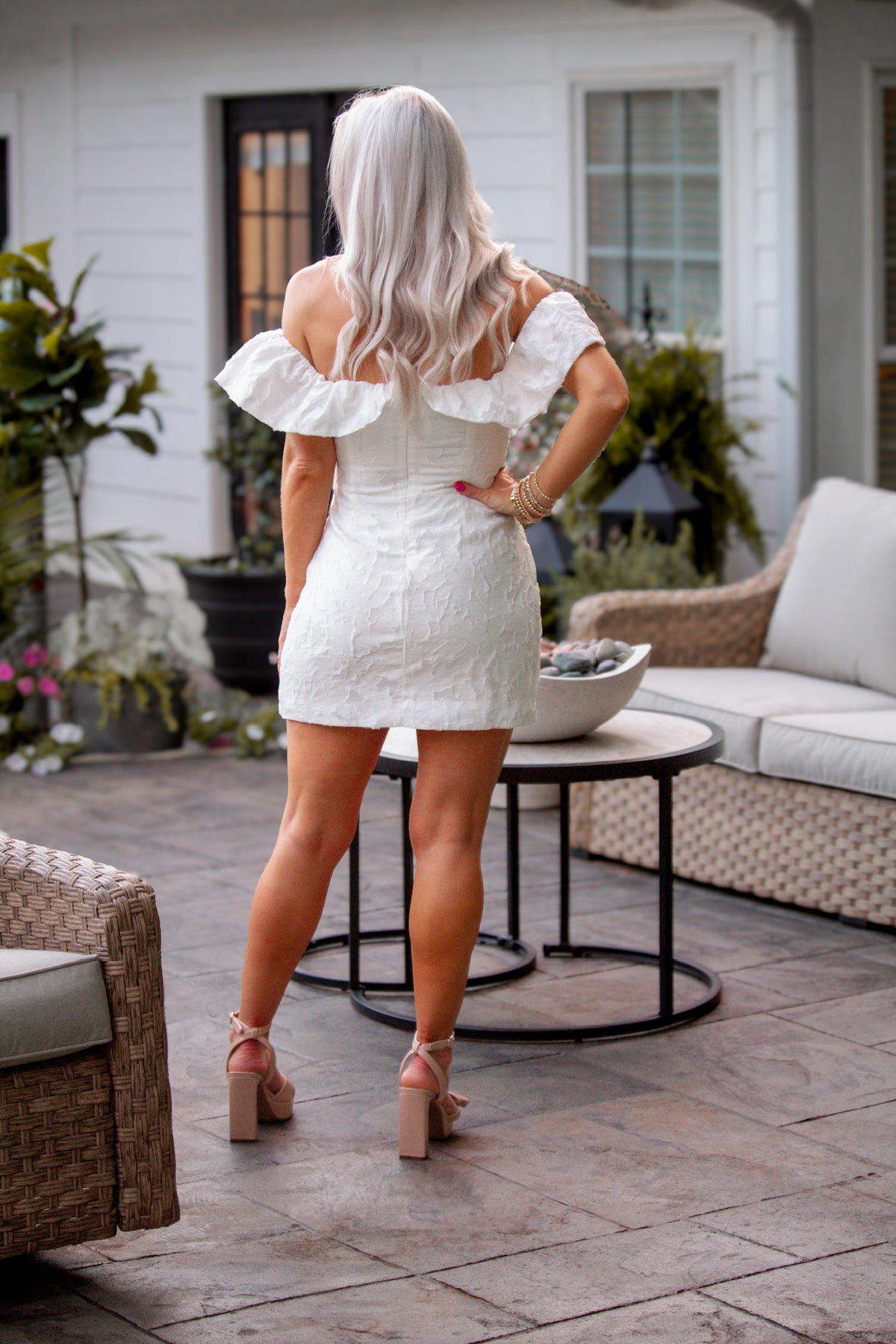 Annabelle White Off The Shoulder Floral Mini Dress