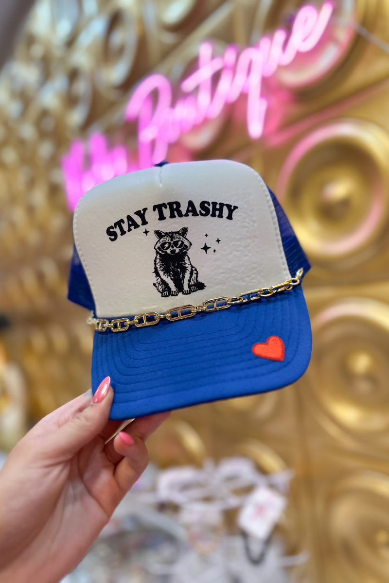 Stay Trashy Trucker Hat With Chain