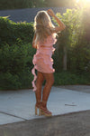 Pink Organza Tiered Ruffle Dress