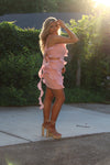 Pink Organza Tiered Ruffle Dress