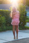 Pink Organza Tiered Ruffle Dress