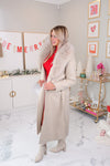 Cream Faux Fur Collar Trench Coat