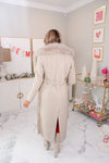 Cream Faux Fur Collar Trench Coat