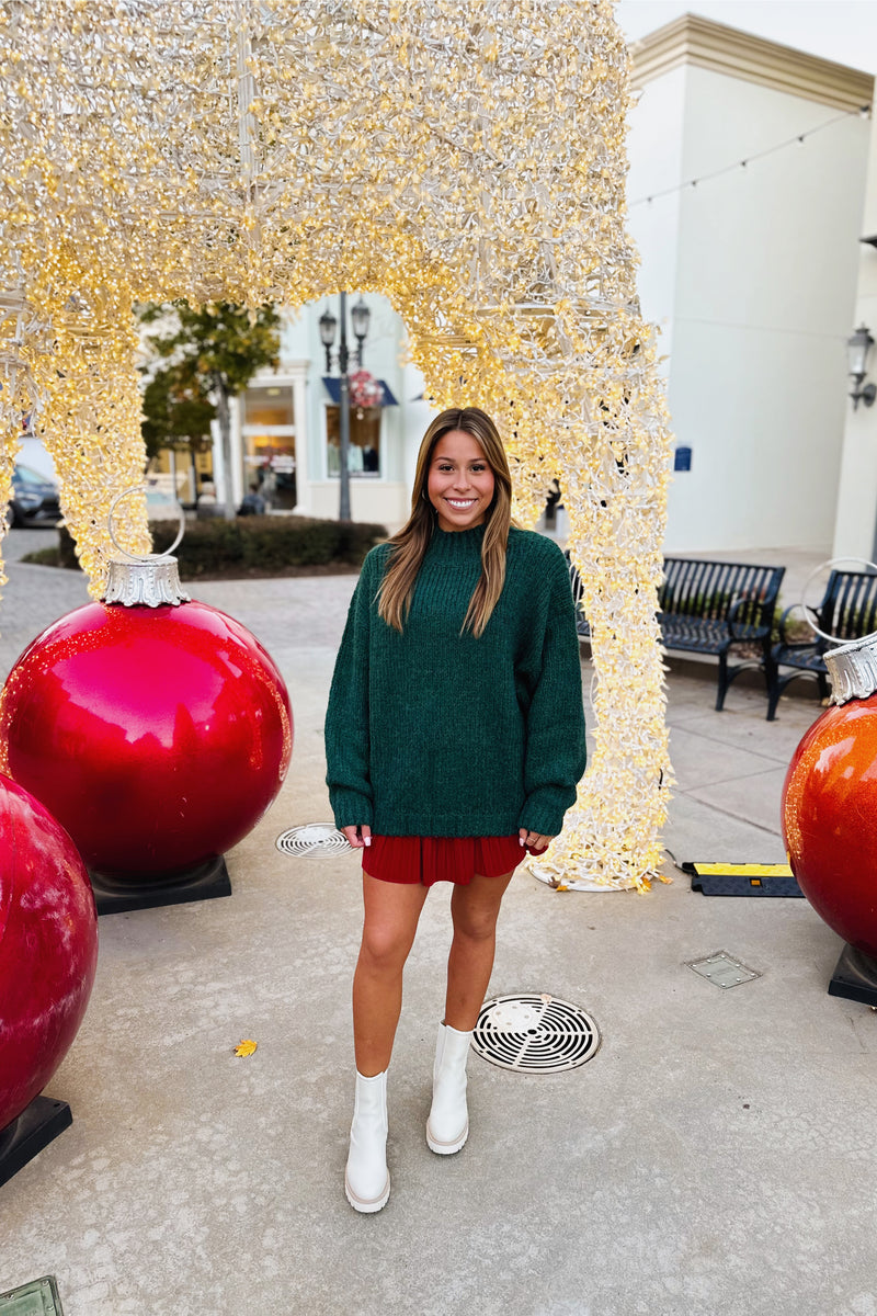 Green Chunky Knit Oversized Sweater