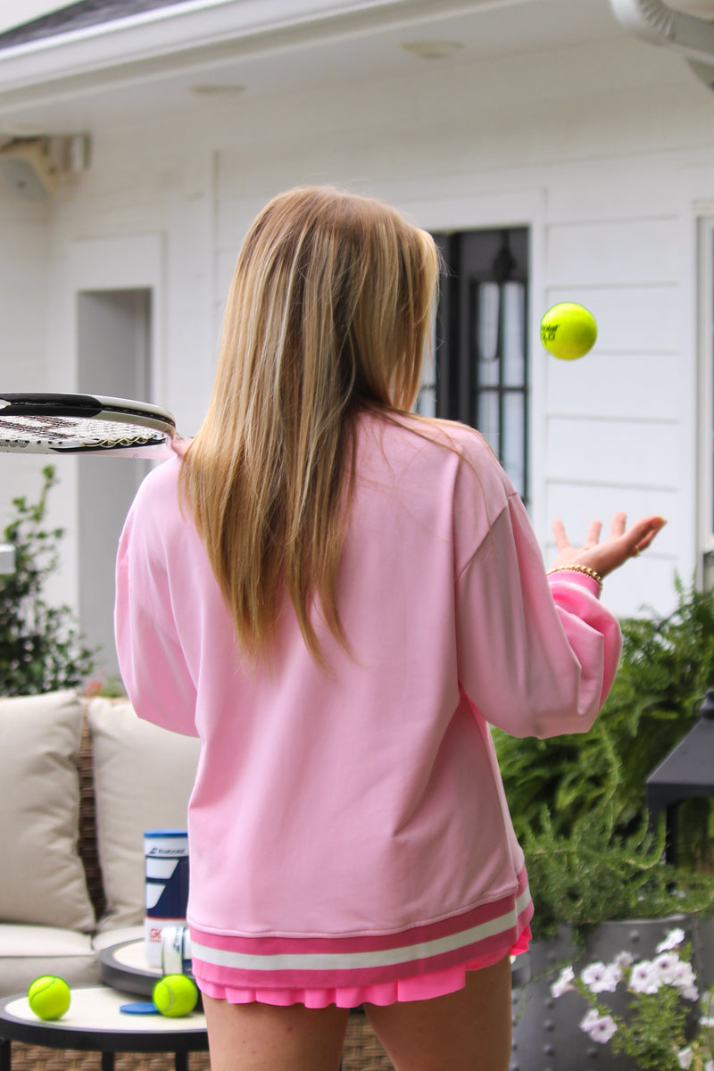 Pink Tennis and Golf Sequin Patch Sweatshirt