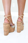 Razzi Rhinestone Cork Wedges