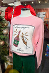 Pink Champagne Bottle Sequined Embroidered Sweater