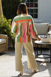 Fall Festival Multicolor Striped Button Down Top