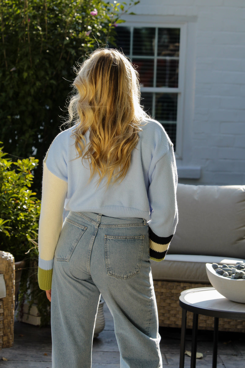 Blue and Green Color Block Sweater