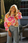 Pink and Orange Flower Sweater