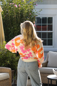 Pink and Orange Flower Sweater