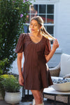 Espresso Brown Exposed Seam Mini Dress