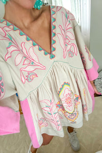 Pink Floral Embroidered Mini Dress - Shop Kendry Collection Boutique