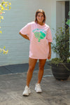 Pink Pickleball Sequin Patch T-Shirt