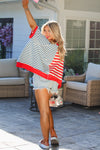 Red, White, and Blue Striped Short Sleeve Top | Kendry Boutique