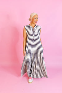 White and Black Striped Knit Wide Leg Jumpsuit - Shop Trendy Jumpsuits Now At Kendry Collection Boutique