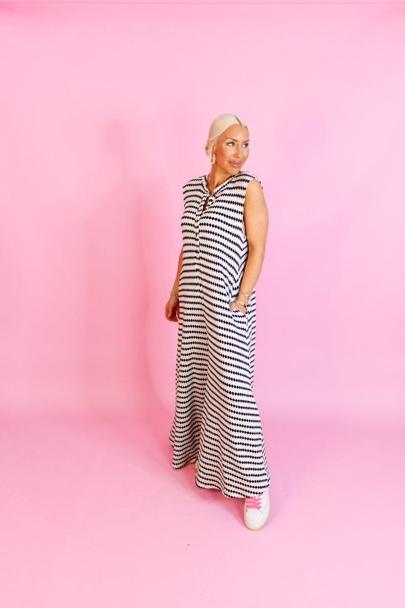 White and Black Striped Knit Wide Leg Jumpsuit - Shop Trendy Jumpsuits Now At Kendry Collection Boutique