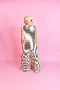 White and Black Striped Knit Wide Leg Jumpsuit - Shop Trendy Jumpsuits Now At Kendry Collection Boutique