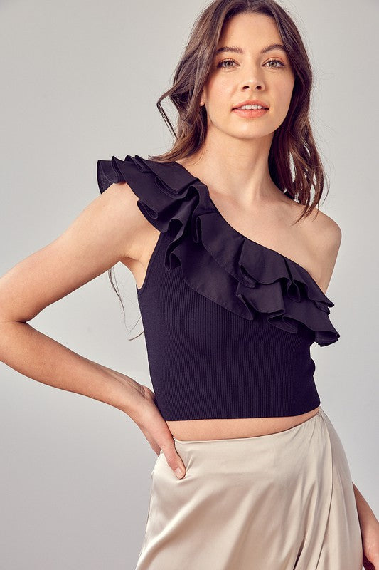 The Cutest One Shouldered, Ruffled Top On Sale For $38 + These